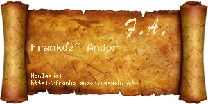 Frankó Andor névjegykártya