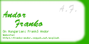 andor franko business card