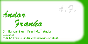 andor franko business card